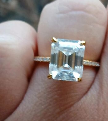 Bague argent plaqué or jaune diamant moissanite 5cts