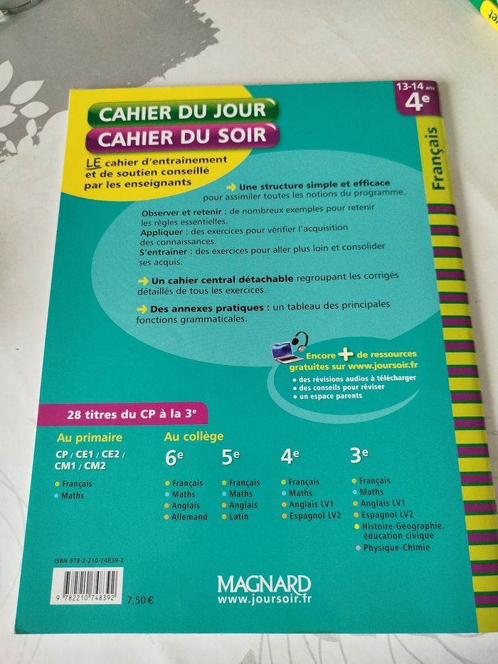 Cahier du jour et du soir français 4e - photo numéro 2