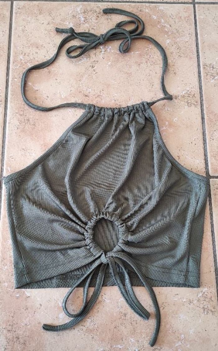 Top à lacet kaki Shein S