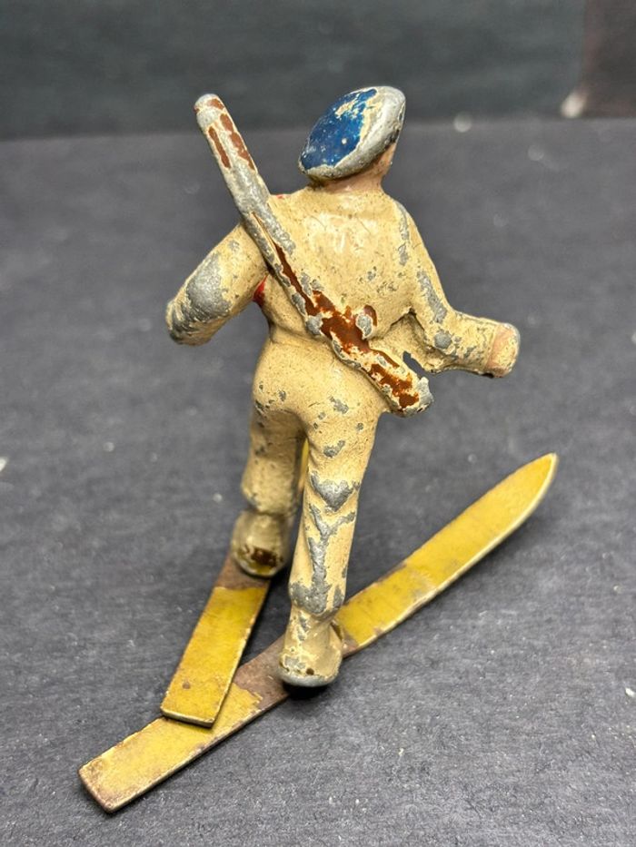 Figurine quiralu soldat vintage aludo en aluminium, chasseur alpin ski - photo numéro 2