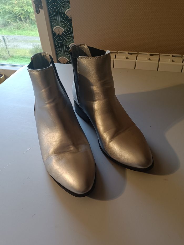 Bottines argenté gris stretch - photo numéro 4