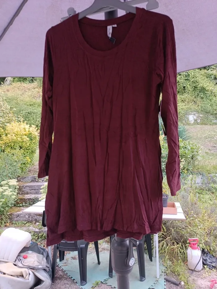 T-shirt manche longue femme rouge - photo numéro 3