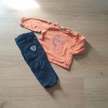 💚 Ensemble tee-shirt ML pantalon P'tit bisou/Kimbaloo 12 mois #emyfleury_12moisgarçon