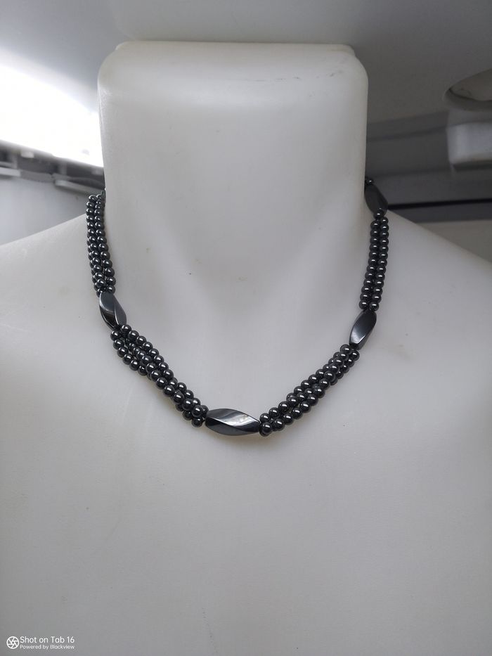 Collier ras du cou en perle de onyx en perle