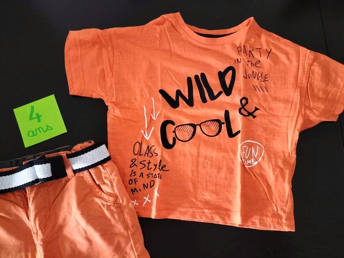 Ensemble Pantalon et T-shirt Orange 4 ans - photo numéro 2