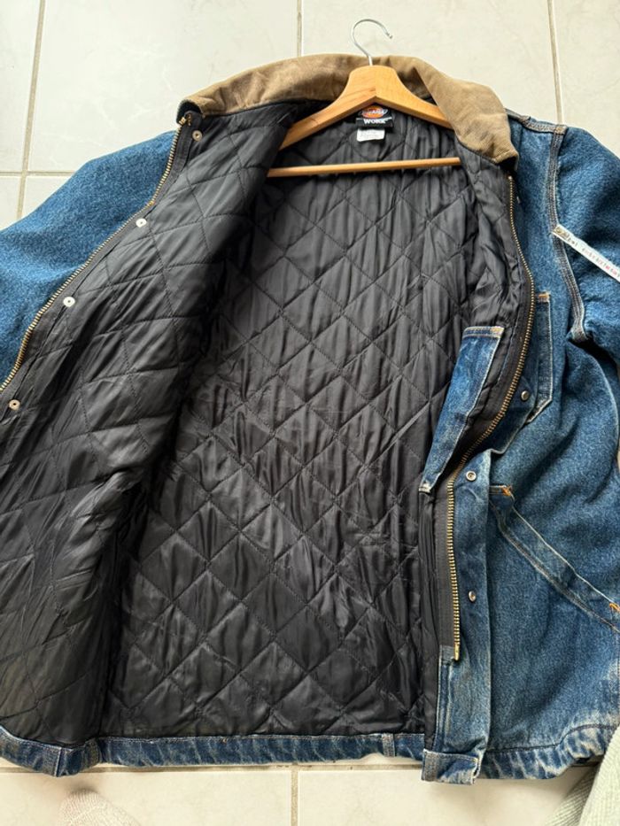 Veste Dickies en Jean Vintage Col Daim Beige Rare & Magnifique ! - photo numéro 12