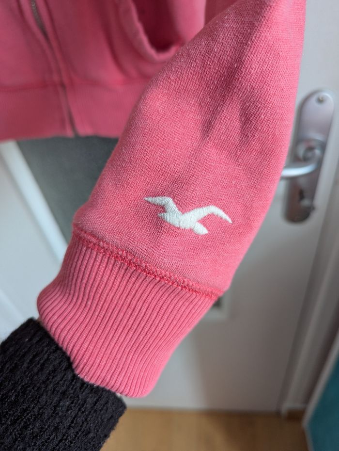 Sweat à capuche rose zippé Hollister taille s - photo numéro 4