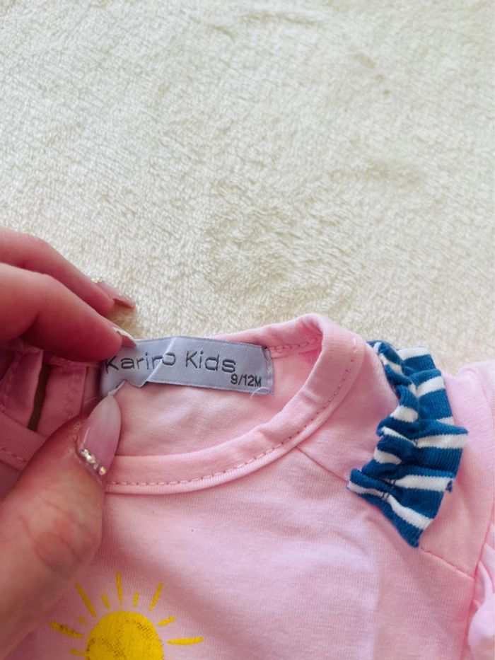 Ensemble tee shirt rose et short bleu 9-12mois - photo numéro 5