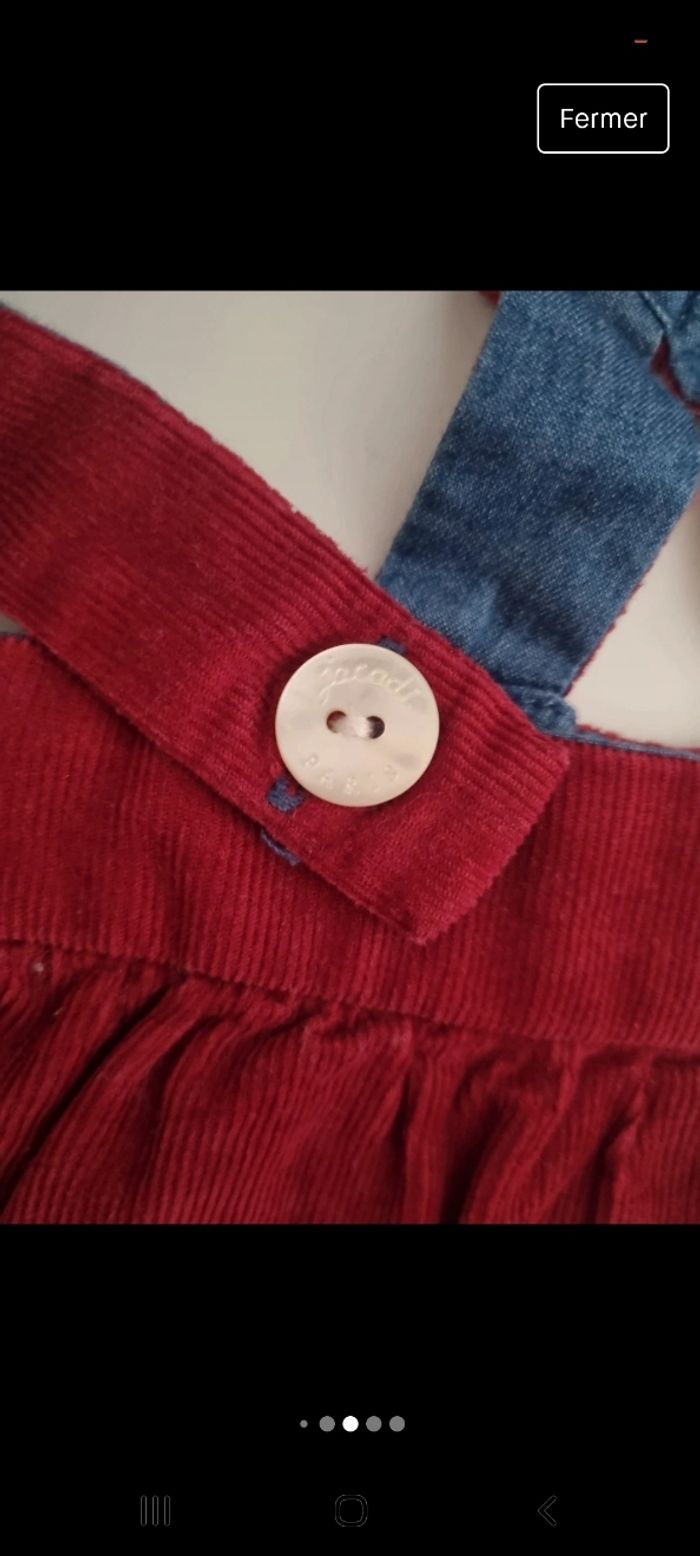 Barboteuse velours bordeau et blouse à col Jacadi 1 mois - photo numéro 4