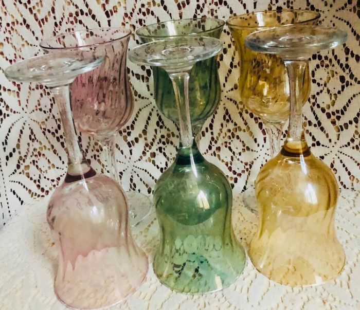 6 verres à vin en verre effets facettes vintages - photo numéro 5