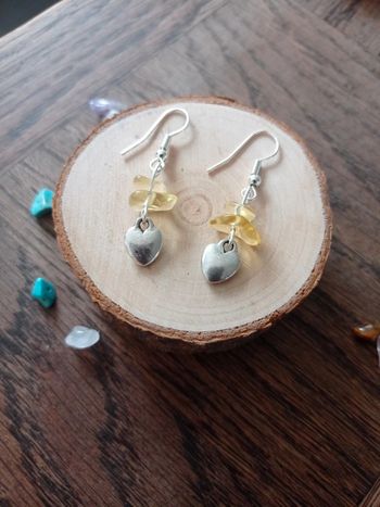 Boucles d'oreilles petits coeurs et citrine