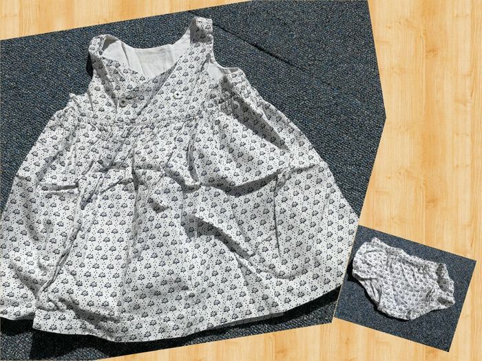 Robe blanc et bleu + culotte 3M bout'chou