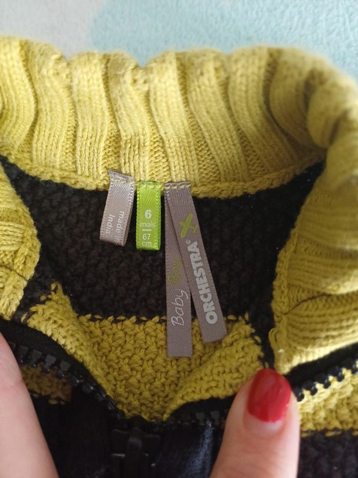 Gilet zippé multicolore 6 mois - photo numéro 2