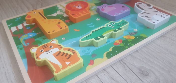 Puzzle à encastrer, animaux en bois - photo numéro 3