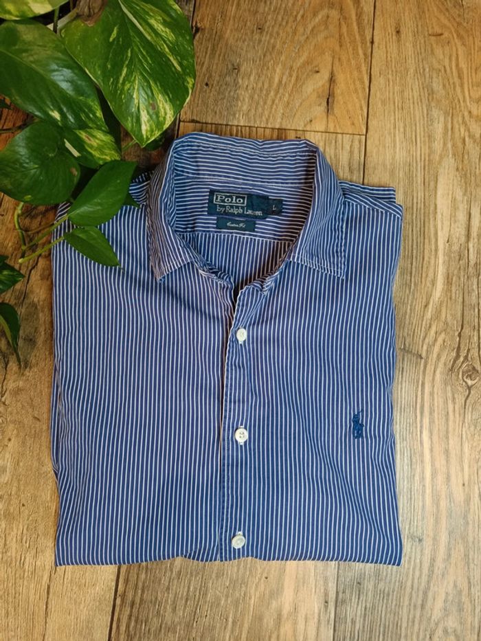 Chemise rayée Ralph Lauren homme bleu marine
