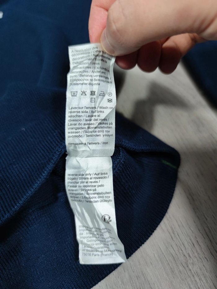 Pull Lacoste Col V Bleu Marine Logo Brodé Taille M Homme - photo numéro 9