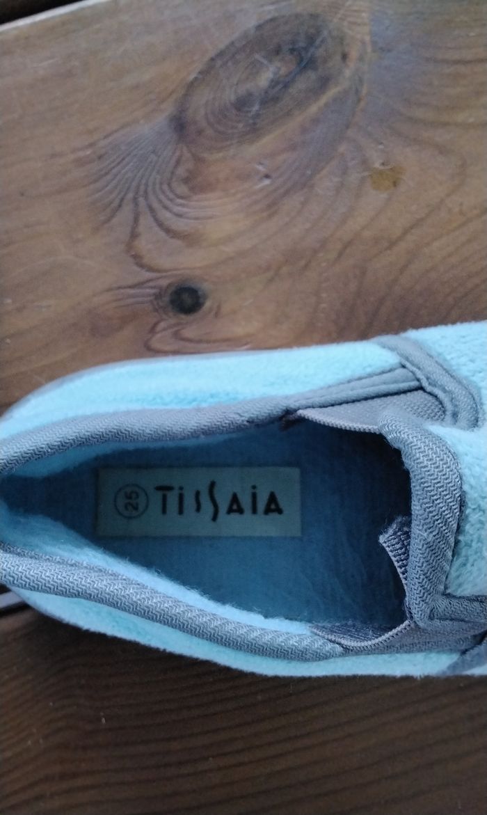 Chaussons  ,motif  pingouin  ,turquoise  ,Tissaia  ,pointure  25 - photo numéro 3
