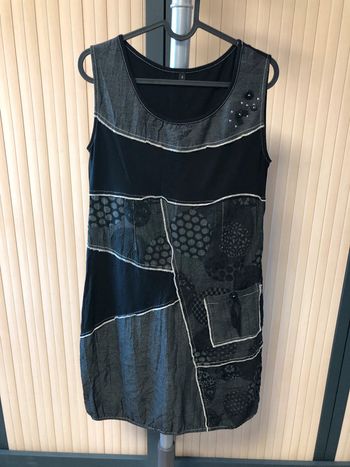 Robe femme patchwork gris noir motifs