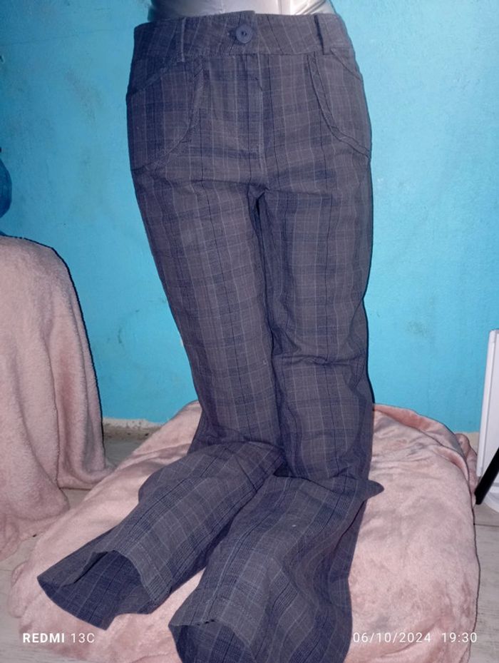 Pantalon tailleur motif taille 38 gris