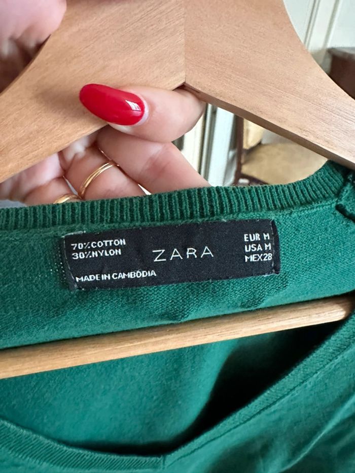 Pull col V very foncé coton M Zara - photo numéro 3