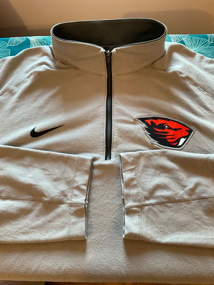 Sweat long fin 1/4zip pour homme Nike Oregon State Beavers gris taille XXL 102 - photo numéro 7
