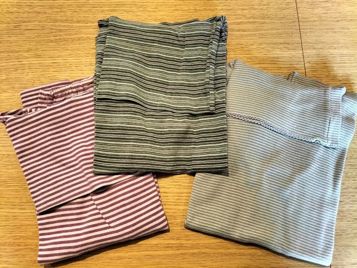 Lot de 3 tee-shirts col montant rayés - Lisa rose / Okaïdi / Vinyl fraise - 10 ans