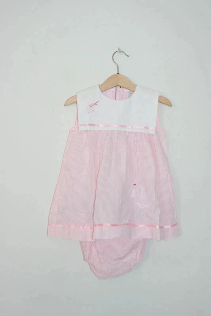 Ensemble robe légère + culotte rayé rose/blanc 2a
