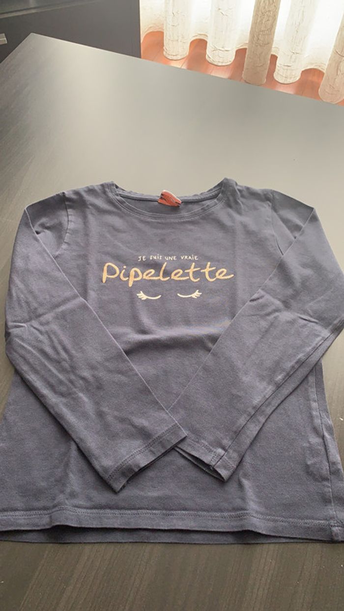 T shirt manche longue bleu