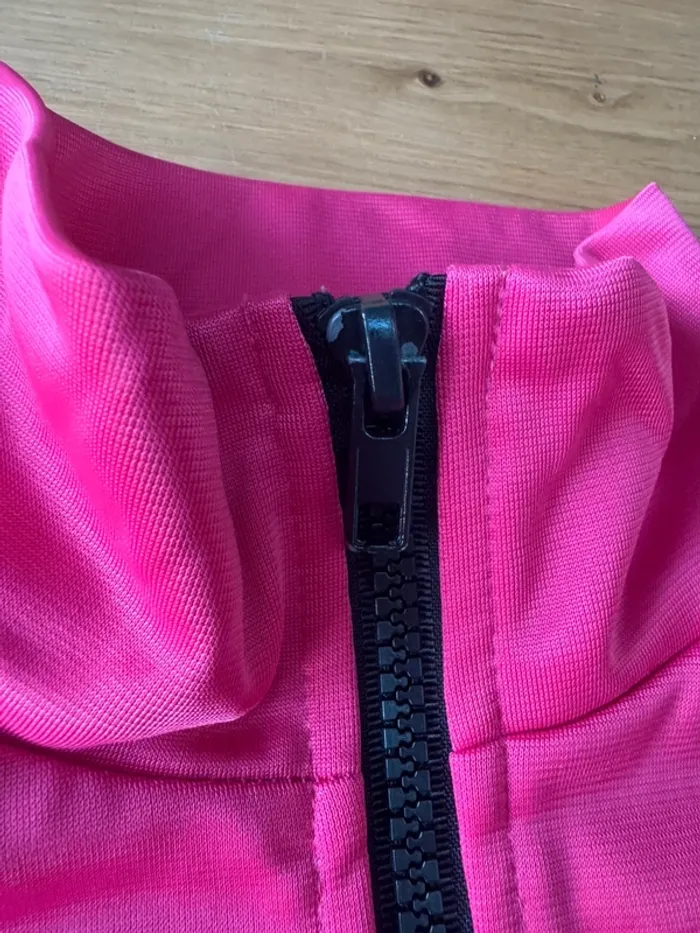 Jogging 2 pièces veste zippée et pantalon noir/rose fushia - Taille 3/4 Ans - photo numéro 6