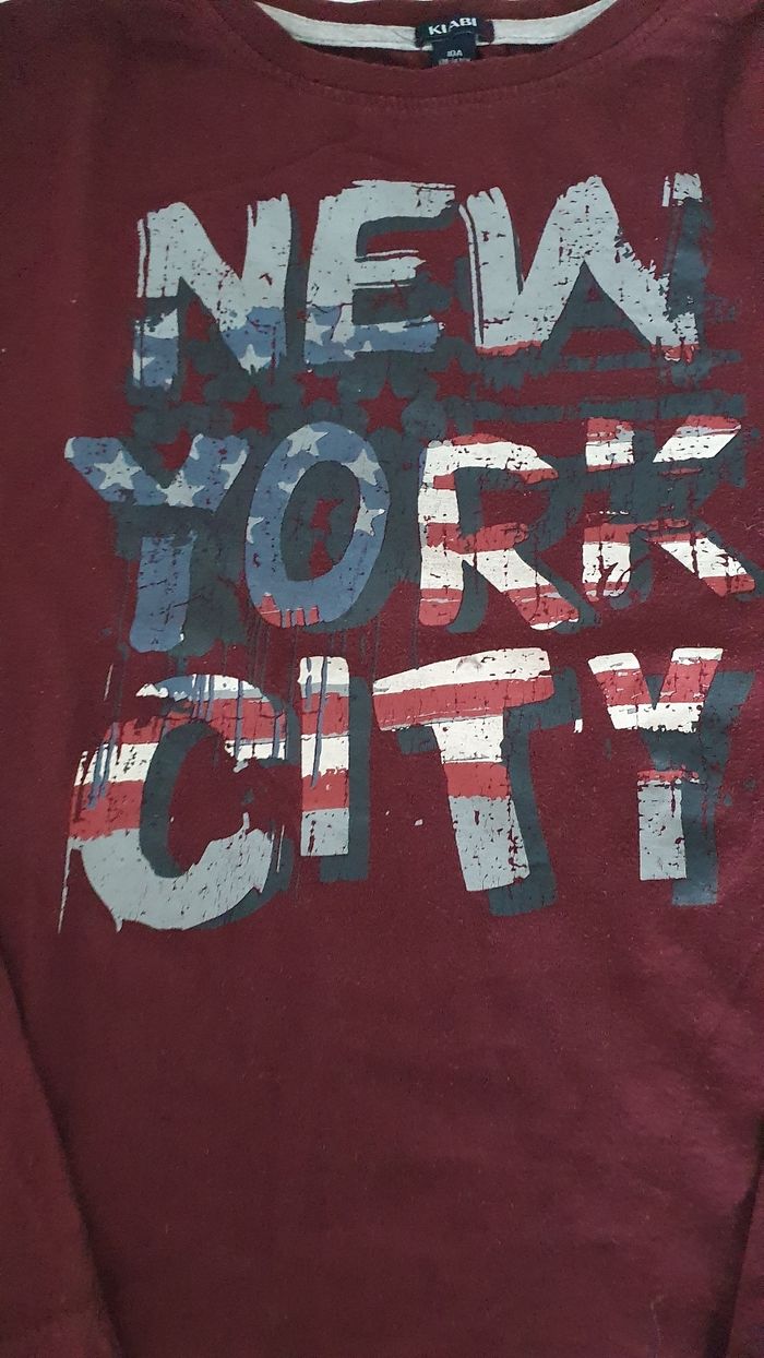T shirt bordeaux manches longues en 10 ans - photo numéro 2