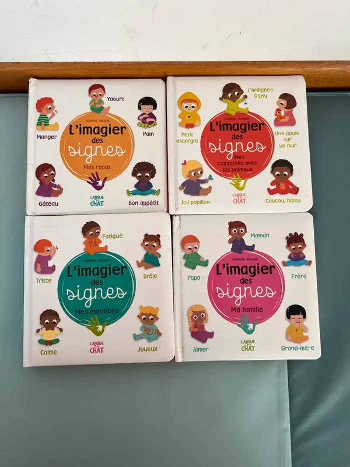 Lot 4 livres L’imagier des signes | Émotions, Famille, Repas & Comptines animaux - photo numéro 2