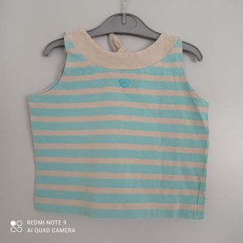 Débardeur à rayures gris turquoise 4ans