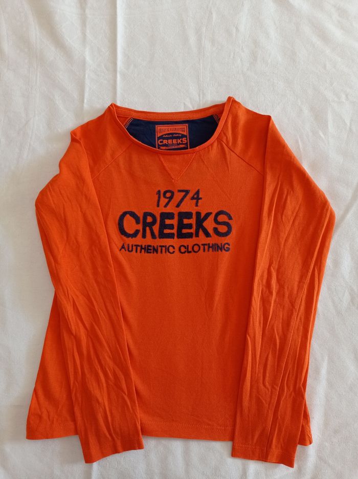 Pull manches longues couleur orange voir photos taille 8 ans marque . original .guaranteed .creeks - photo numéro 7