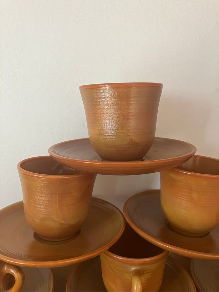 Vintage-Ensemble de 6 tasses et soucoupes-Modèle Volcan-Arcopal - photo numéro 2