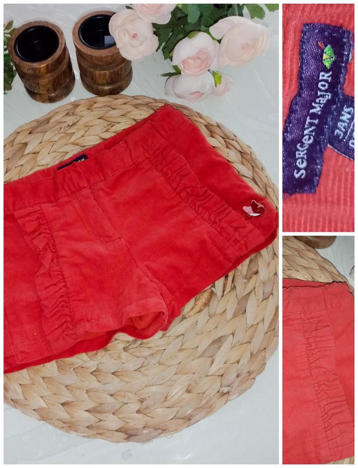 3 ans sergent major short velours rouge mi-saison /Excellent état