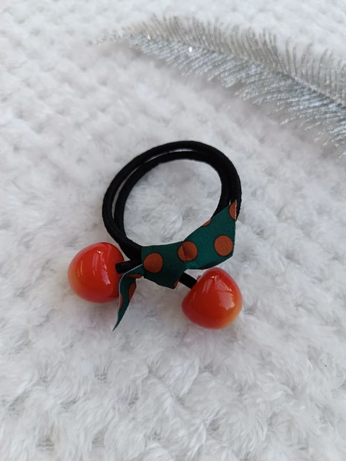 🔸Élastique double cerises rouges / orange 🔸