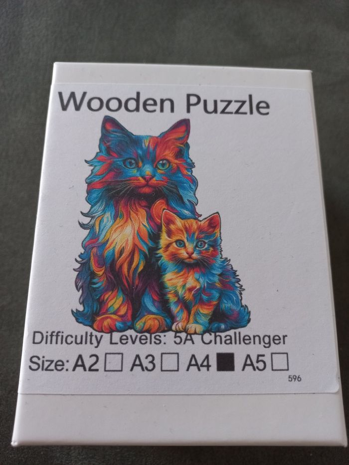 Puzzle bois forme Irrégulière chat format A4 adultes grands enfants