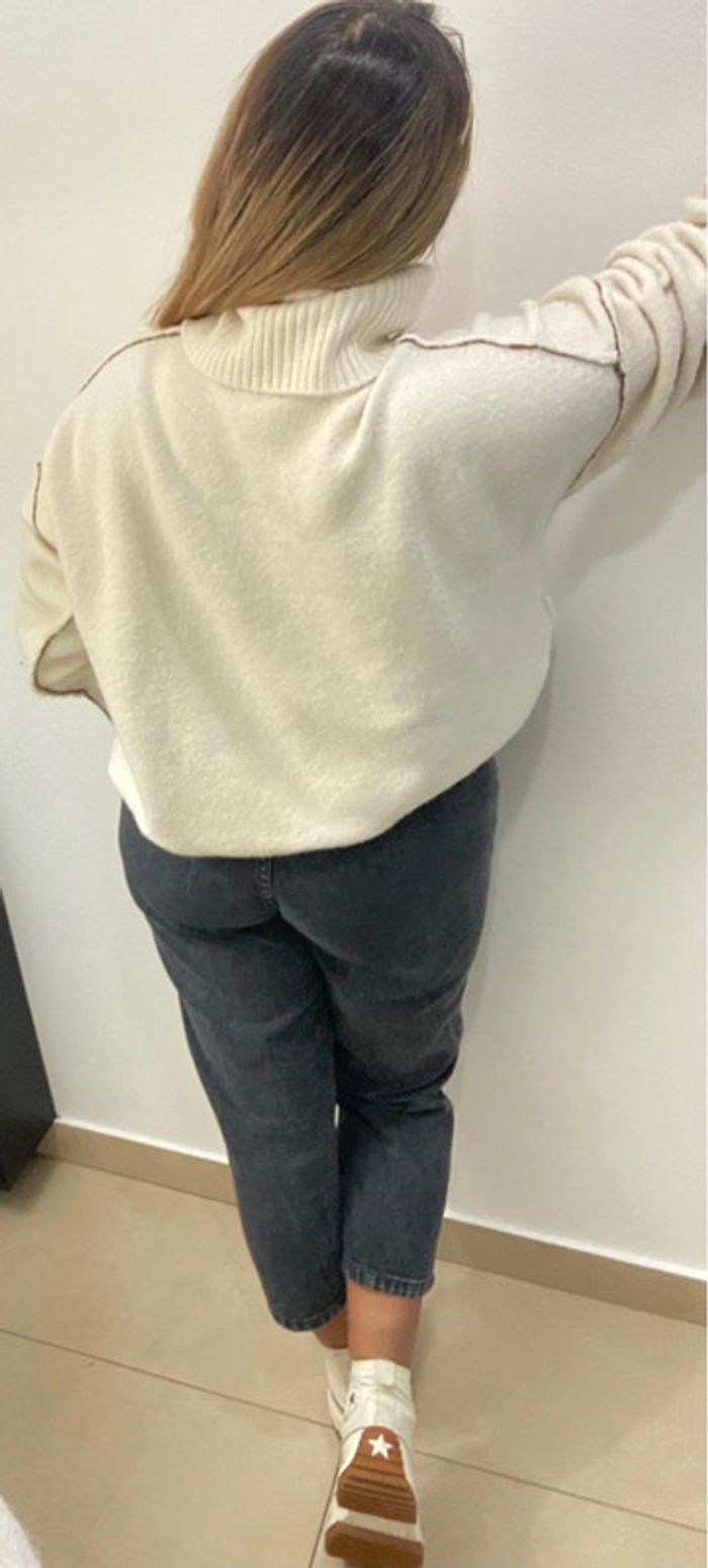 Superbe Pull Col Roulé Crème  Ample Taille M Et Plus - photo numéro 11