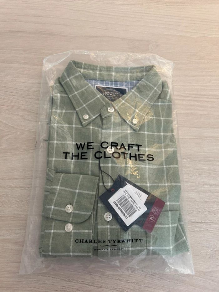 Chemise verte à carreaux manches longues neuve - M - Charles Tyrwhitt