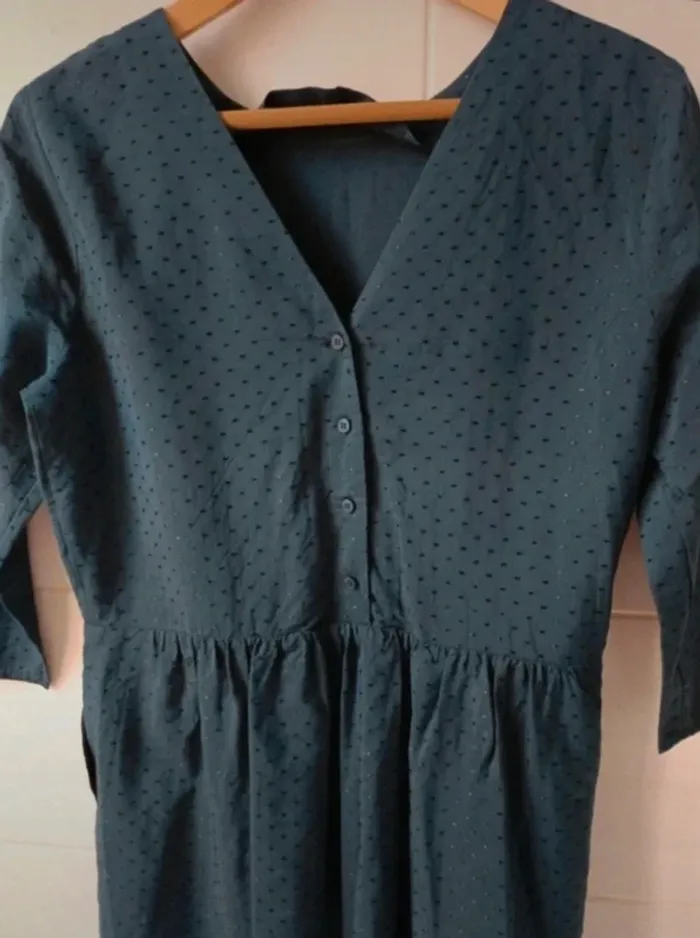 Robe bleu marine Galeries Lafayette t.36, viscose/coton - photo numéro 5