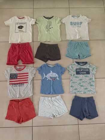 Lot de pyjamas shorts d’été coton garçon taille 3 ans