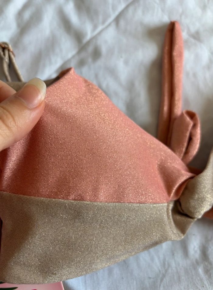 Haut de maillot de bain Penti rose saumon gris marron pailleté brillante taille XS/34 neuf - photo numéro 2