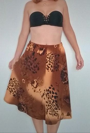 Jupe mi longue fluide fleurie vintage taille 40