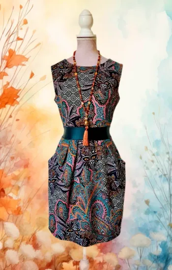 🧡🍁Robe vintage italien S/M folk romantique motif cachemire ethnic chic paisley dress 🍁🧡