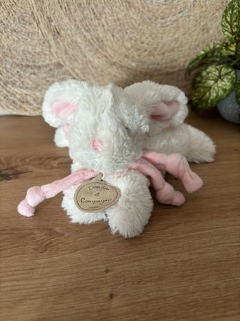 Doudou lapin blanc rose bonbon mon tout petit doudou et compagnie 