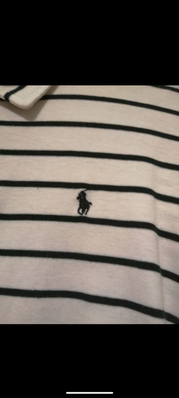 Polo Ralph Lauren blanc à rayures. Taille S - photo numéro 2