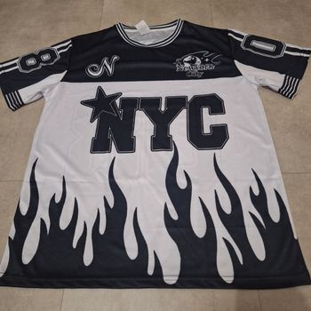 Maillot NYC Flammes Noires 🇨🇵 Y2K Rétro Graphic 90s-2000s - Taille 🇨🇵 Streetwear Unisexe Oversize