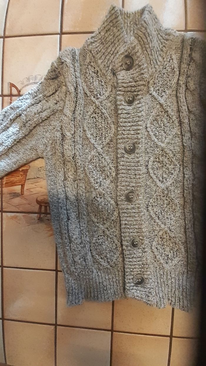 Veste grise chiné clair avec col montant - photo numéro 3