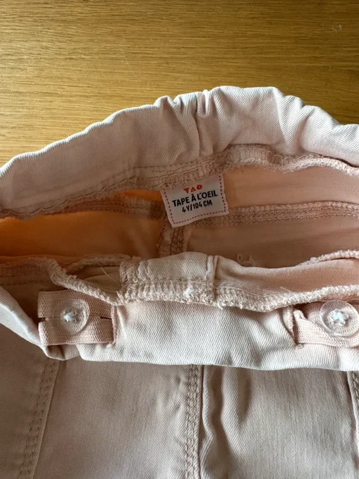 Tregging/jeans slim rose pâle sans bouton - Taille 4 Ans - photo numéro 3
