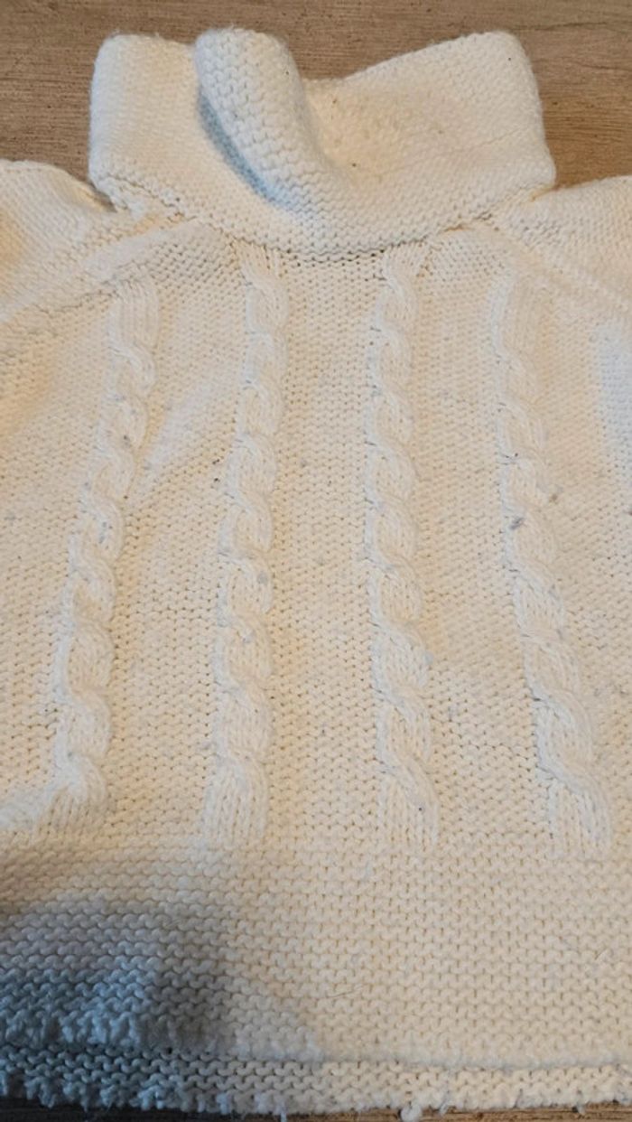 Pull beige clair à manches longues et col large, Palomino, 5 ans - photo numéro 4